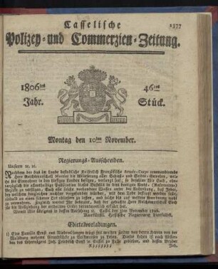 1806tes Jahr. 46tes Stück. Montag den 10ten November