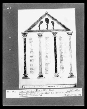 Evangeliar aus Metz — Evangeliar aus Metz, Folio 11Kanontafel