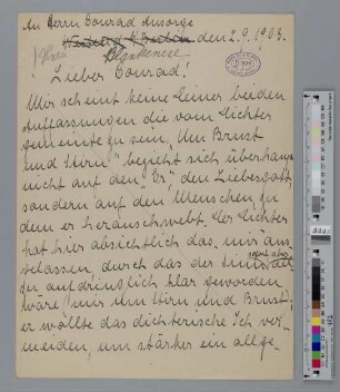 Brief an Konrad Ansorge
