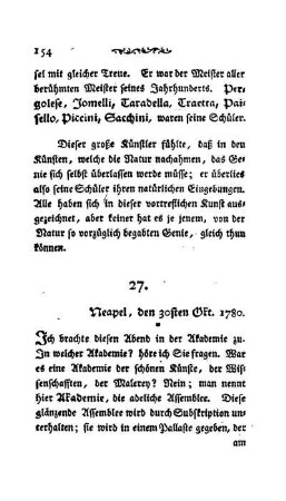 27. - Neapel, den 30sten Okt. 1780.
