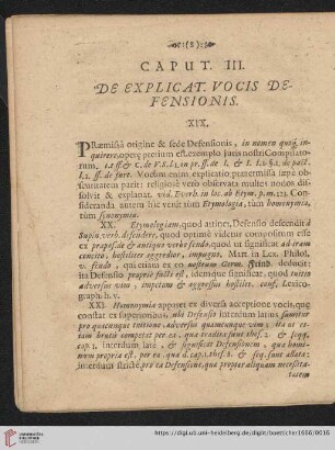 Caput III. De explicat. vocis. defensionis.