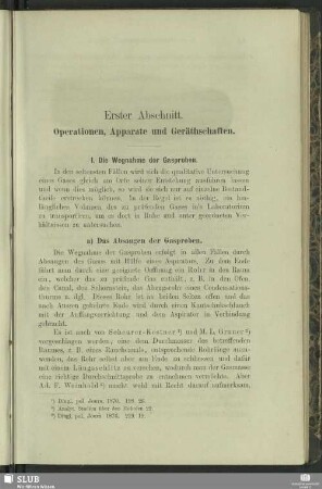 Erster Abschnitt. Operationen, Apparate und Geräthschaften