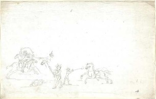 Gärtner, Friedrich von; Frühe Zeichnungen - Kampfszene (Studie)