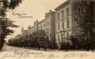 Postkartenalbum mit Motiven von Karlsruhe. "Gruß aus Karlsruhe. Königliches Kadettenhaus"