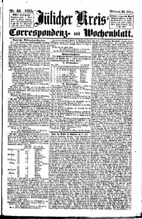 Jülicher Kreis-, Correspondenz- und Wochenblatt. 1852-1866
