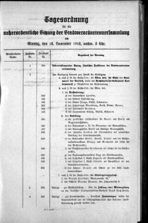 Tagesordnung, 1918/11/18
