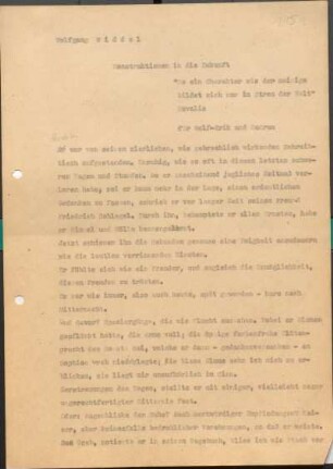 [W143]: Konstruktionen in die Zukunft : "So ein Charakter wie der meinige bildet sich nur im Strom der Welt" Novalis