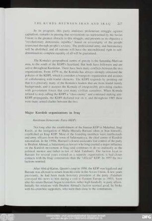 Major Kurdish organizations in Iraq