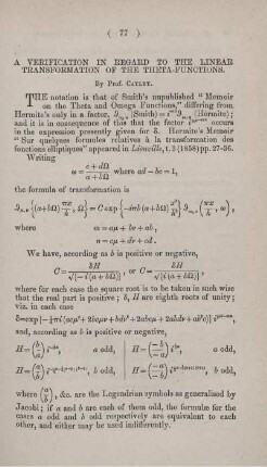 A verification in regard to the linear transformation of the theta-functions.