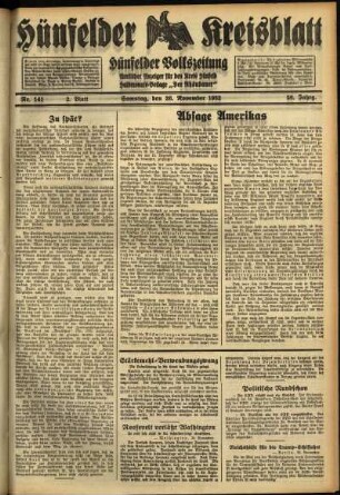Zweite Ausgabe vom Samstag, den 26. November 1932.