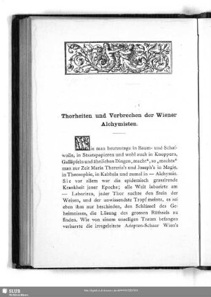 Thorheiten und Verbrechen der Wiener Alchymisten