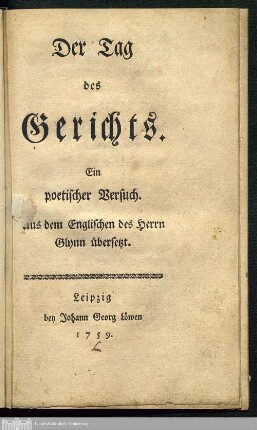 Der Tag des Gerichts : Ein poetischer Versuch