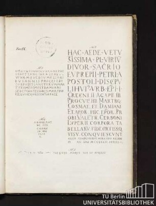 Tav. IX. [Iscrizioni nell interno della Cripta.]