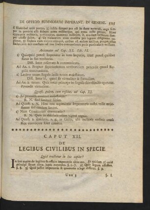 Caput XII. De Legibus Civilibus In Specie.