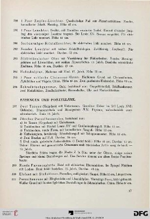 Fayencen und Porzellane (Nr. 297-301)