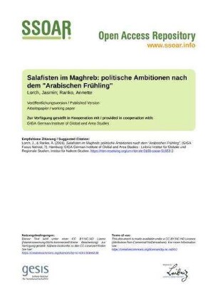 Salafisten im Maghreb: politische Ambitionen nach dem "Arabischen Frühling"