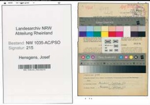 Entnazifizierung Josef Hensgens , geb. 05.07.1902 (Bergmann)