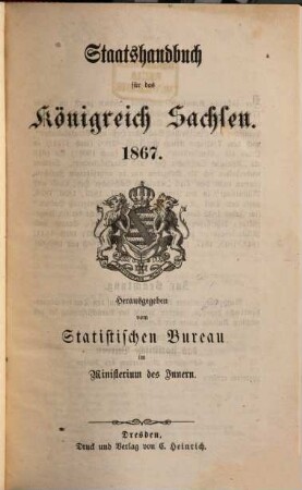 Staatshandbuch für den Freistaat Sachsen, 1867