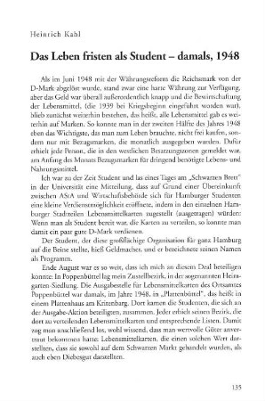Das Leben fristen als Student - damals, 1948