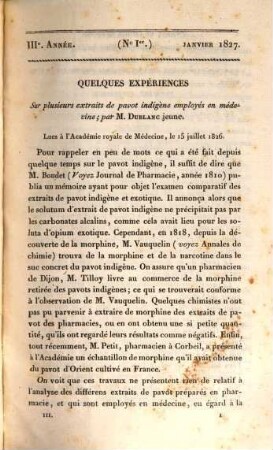 Journal de chimie médicale, de pharmacie et de toxicologie : et moniteur d'hygiène et de salubrité publique réunis, 3. 1827