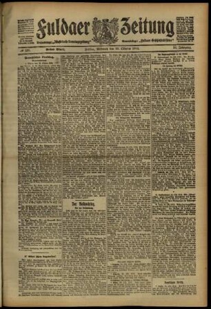 Erste Ausgabe vom Mittwoch, den 30. Oktober 1912.