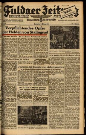 Ausgabe vom Freitag, den 05. Februar 1943.