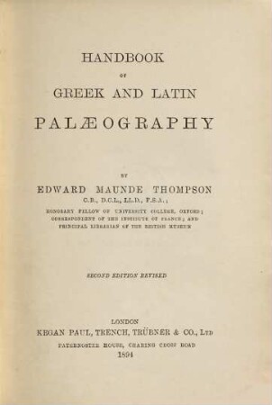 Handbook of Greek and Latin palaeography
