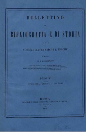Tomo XI. Indici degli articoli e dei nomi.