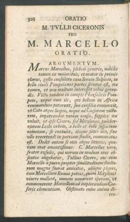 M. Tullii Ciceronis Pro M. Marcello Oratio