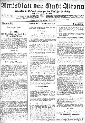 Nummer 43 : Freitag, den 23. September 1921