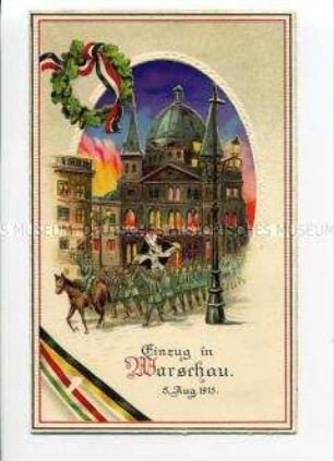 Postkarte zur Eroberung von Warschau