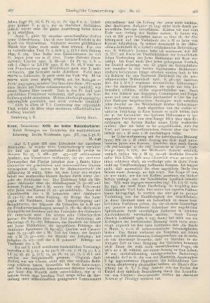 287-290 [Rezension] Niese, Benedictus, Kritik der beiden Makkabäerbücher