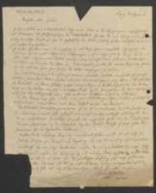 Brief von Friedrich Hofmeister an David Heinrich Hoppe