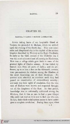 Chapter III: Madura – Caste – Hindoo Literature