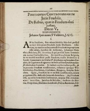 De Rebus, quæ in Feudum dari possunt. Decas V.