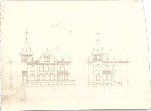 Reiffenstuel, Carl; Villa - Ansichten, Schnitte