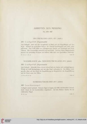 Arbeiten aus Messing (Nr. 458-467)