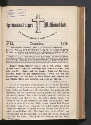 N° 12. Dezember. 1919