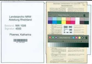 Entnazifizierung Katharina Ploenes , geb. 28.09.1893 ()