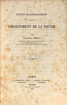 Études paleontologiques sur le département de la Nièvre