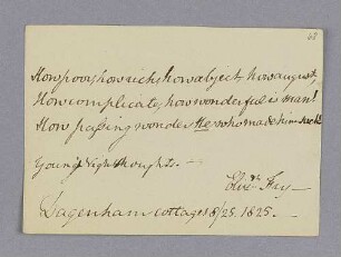 Elizabeth Fry. – Dagenham cottages, 25.08.1825