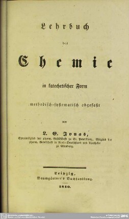 Lehrbuch der Chemie in katechetischer Form