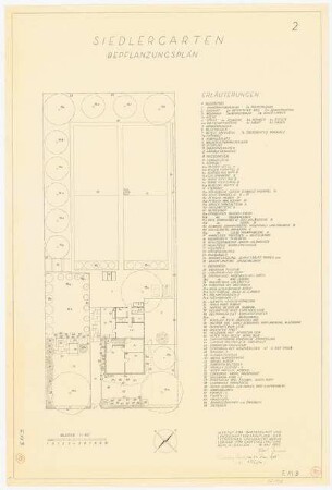Siedlergarten 1500 qm: Pflanzplan 1:100