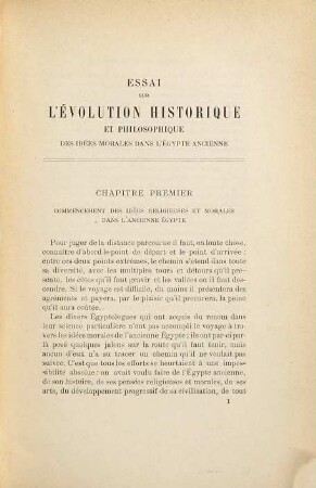 Essai sur l'évolution historique et philosophique des idées morales dans l'Égypte ancienne