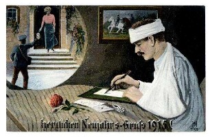 Weihnachts- und Neujahrs-Glückwunschkarten: Nr. 1501: (Briefschreibender Verwundeter)