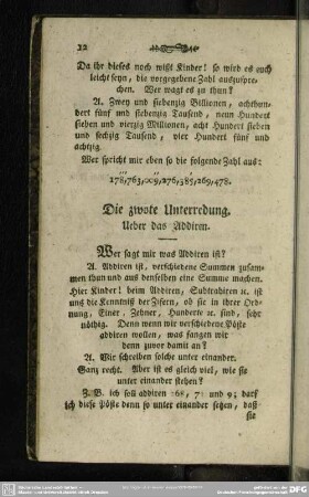 Die zwote Unterredung. Ueber das Addiren
