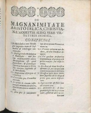 De Magnanimitate Aristotelica, Christianæ Modestiæ Aliisq. Veris Virtutibus Inimica.