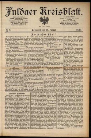 Erste Ausgabe vom Samstag, den 21. Januar 1899.