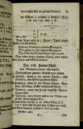 Detri erster Th. in gantzen Zahlen. - Detri dritter Th. in gantzen Zahlen.