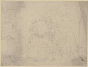 Zu Shakespeares "Die lustigen Weiber von Windsor", Blatt 7, 3. Akt, 4. Szene. Anna und Fenton im Gemach